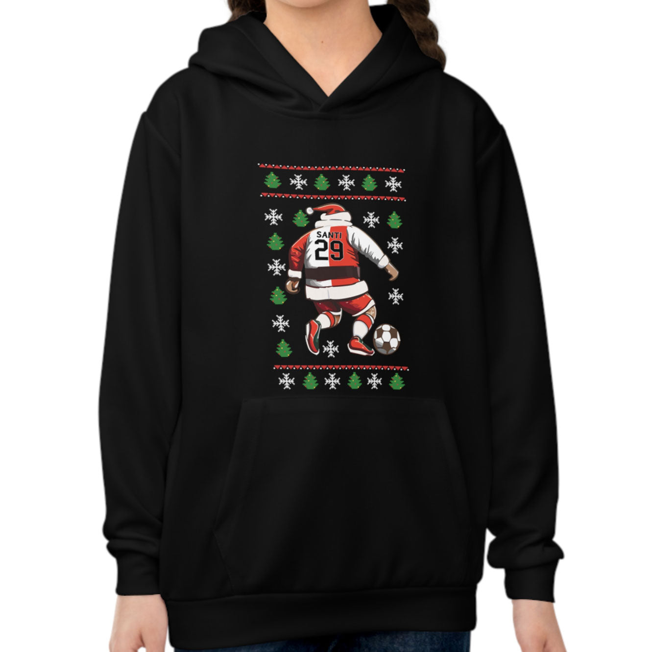 Zwarte Feyenoord hoodie met kerstman en santiago gimenez