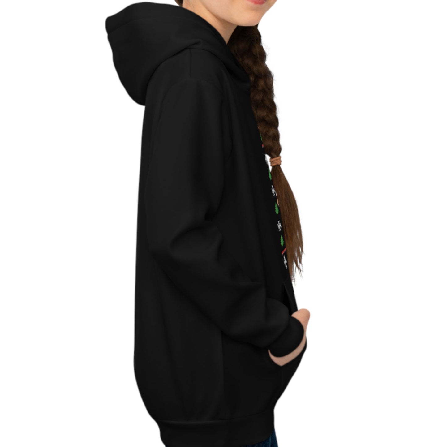 Hoodie regular zwart - kids - Santi 29 Kersttrui - logo voor groot