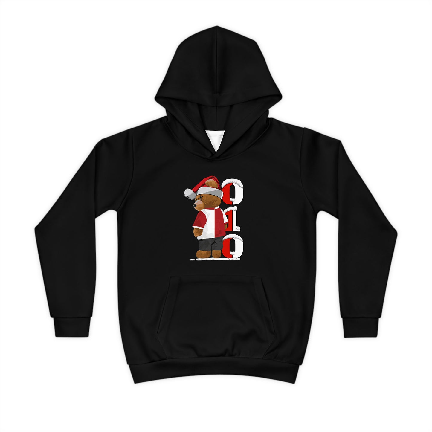 Hoodie regular zwart - kids - Kerst 010 Beer