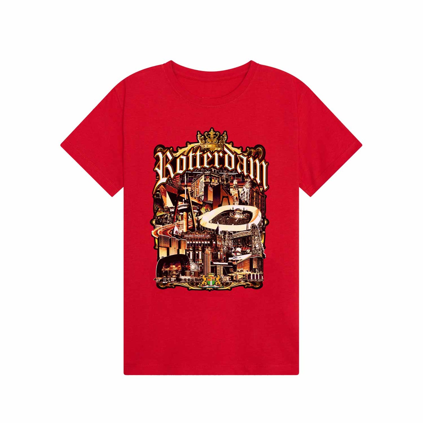 T-shirt regular zwart - kids - Rotterdam gouden stad