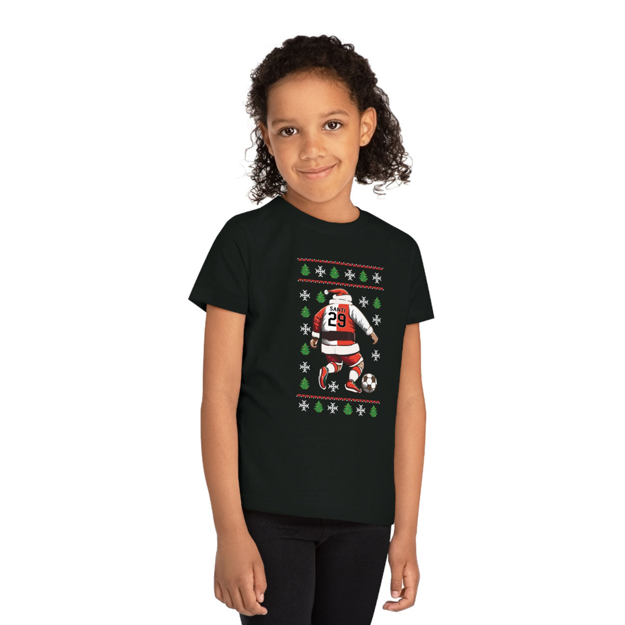 Zwart Feyenoord kinder t-shirt met kerstman en santiago gimenez