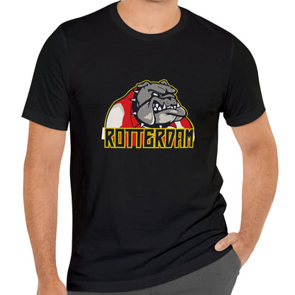 Feyenoord rood witte bulldog op zwarte t-shirt