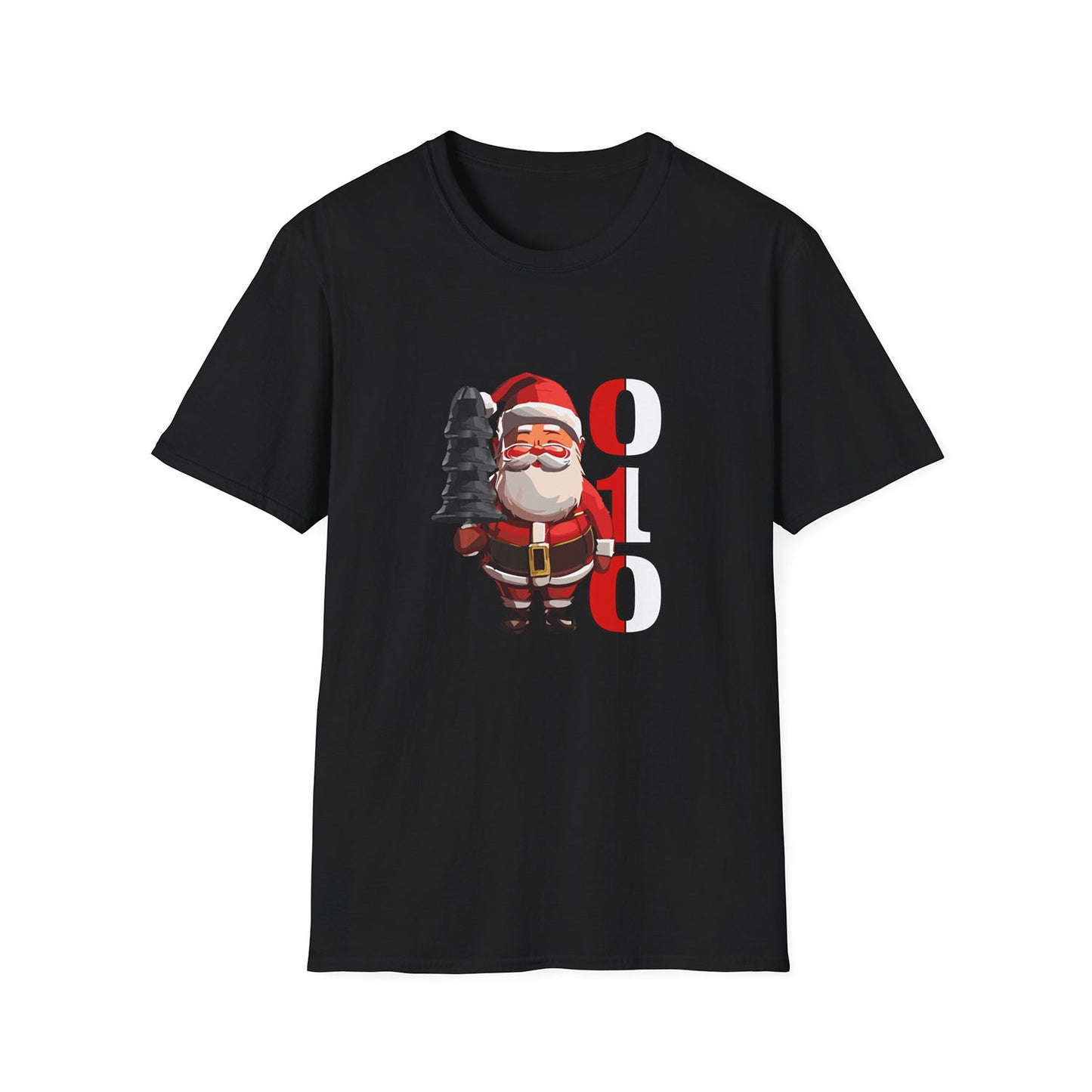 T-shirt regular zwart - kabouter 010 - kerstman