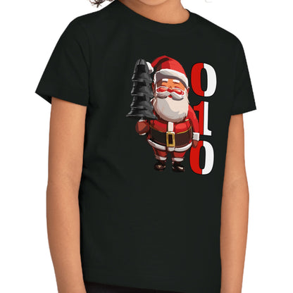 T-shirt regular zwart - kids - kabouter 010 - kerstman