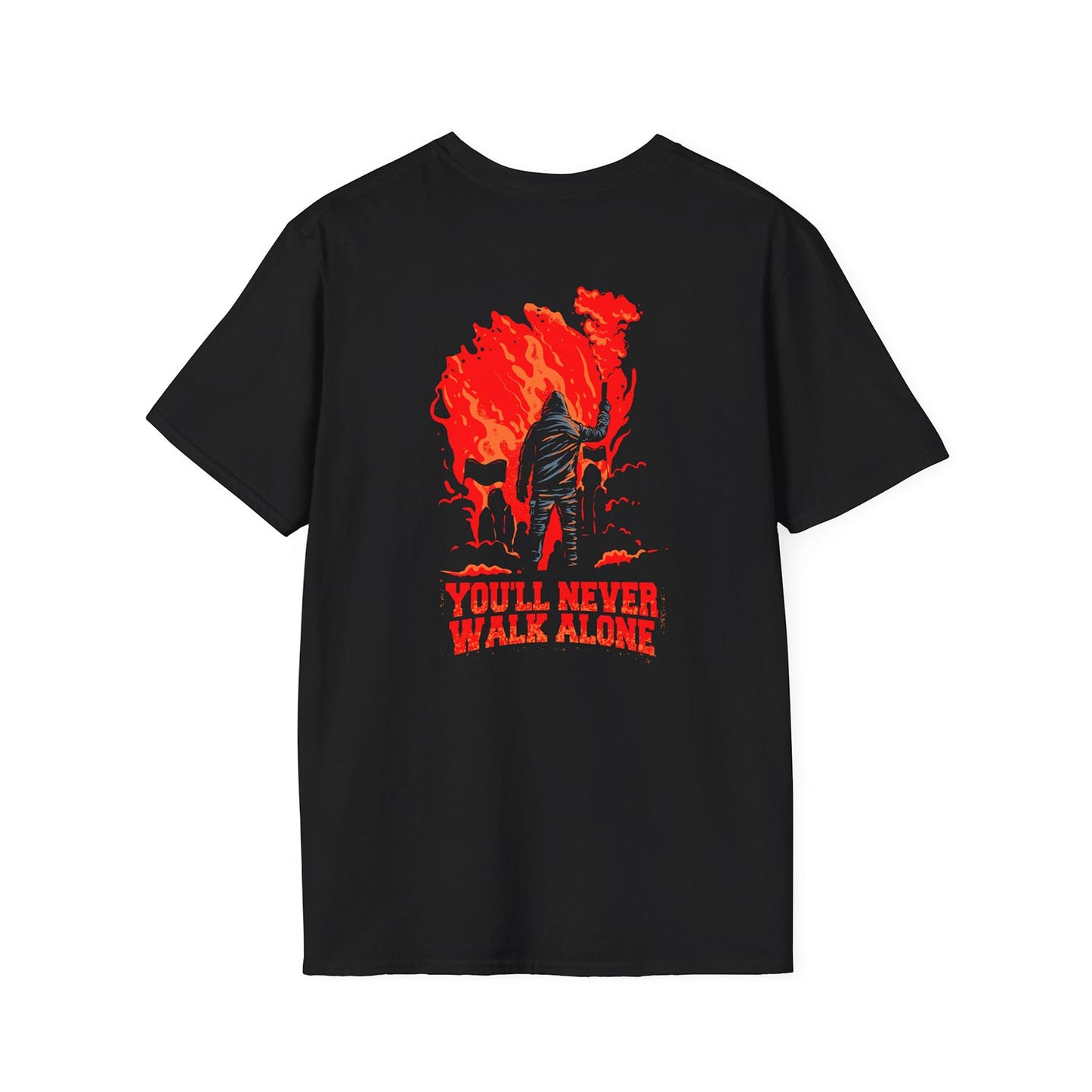 T-shirt regular zwart - You'll never walk alone - Fakkel rood