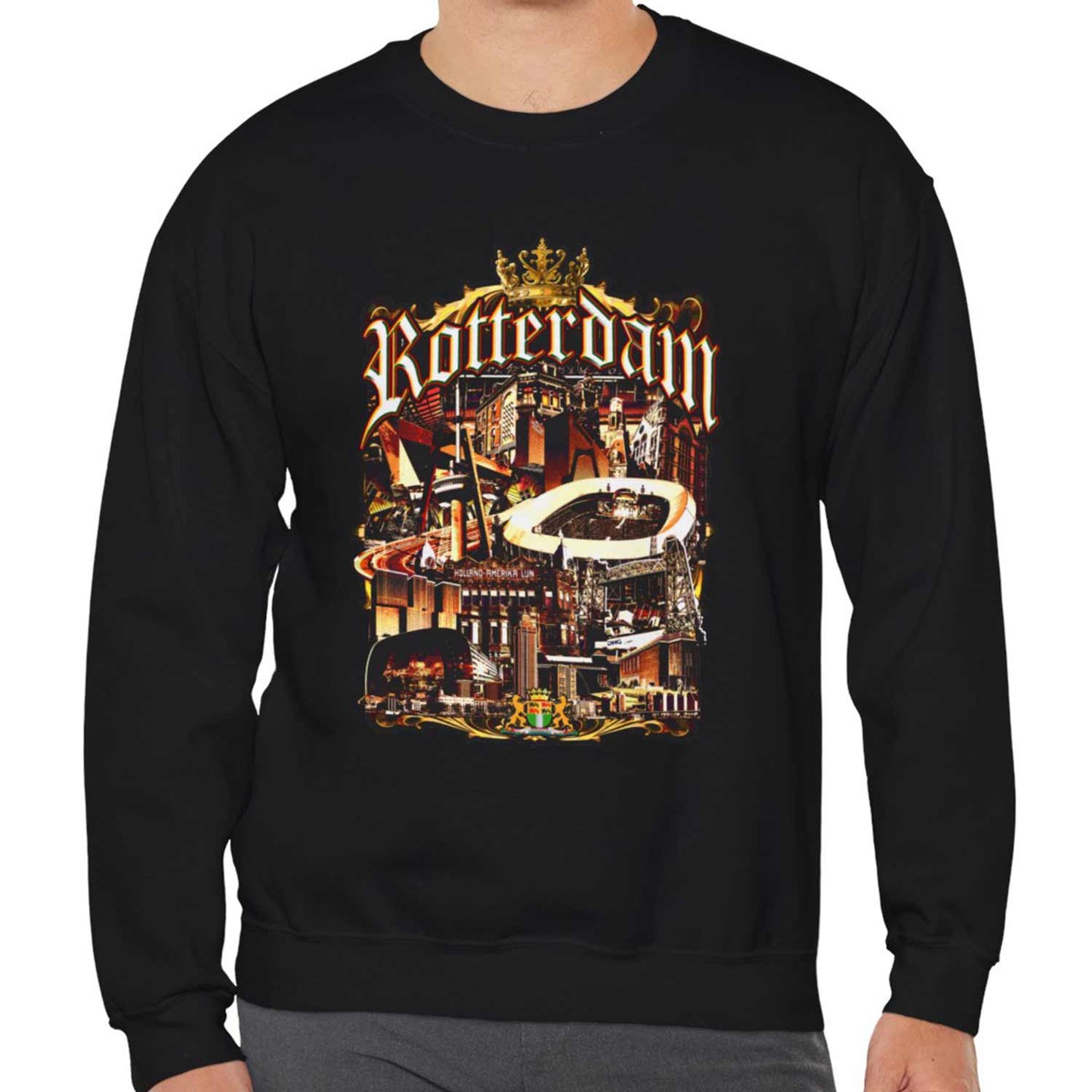 Sweater regular zwart - Rotterdam gouden stad